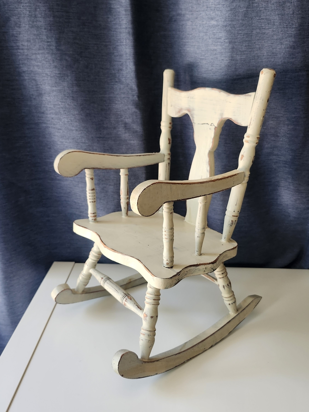 13” Vintage Distress Wooden Doll Rocking Chair Distressed / Shabby Chic